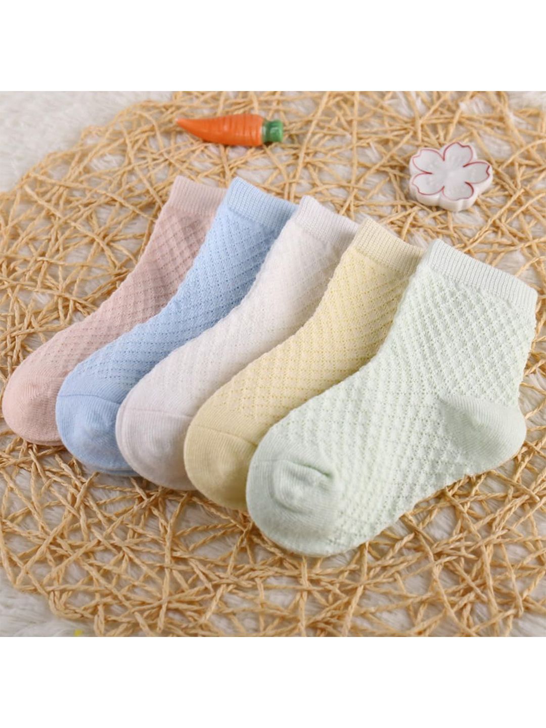 MOMISY Kids Pack Of 5 Textured Anti-Allergenic Ankle-Length Socks-picture-33