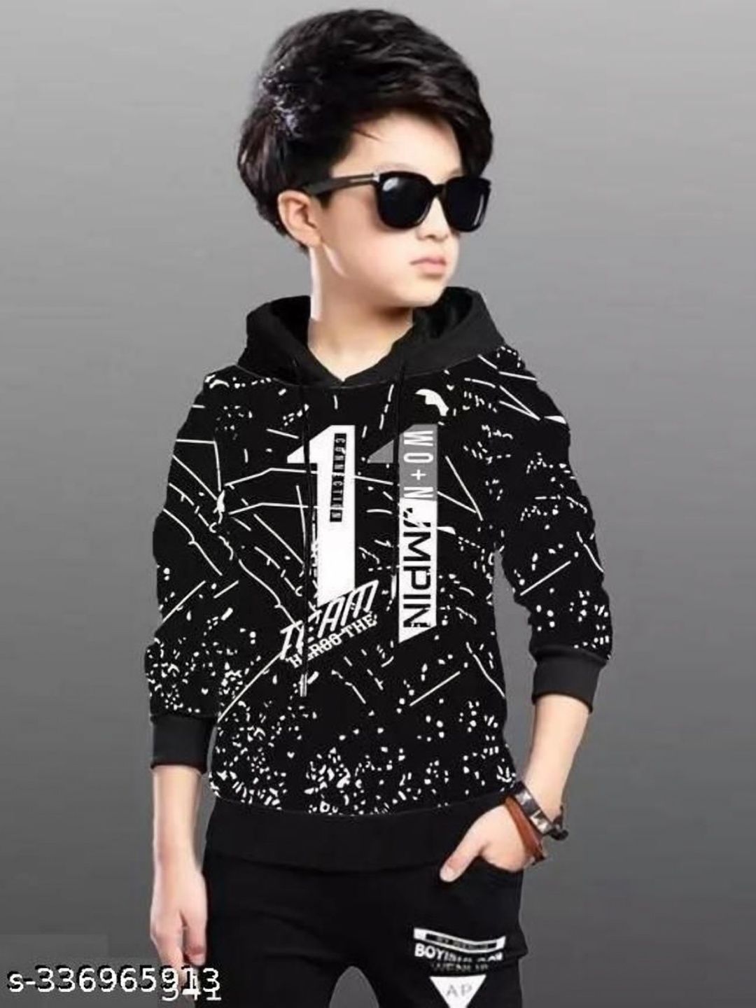 Rotaqo Boys Abstract Printed Hooded T-shirt-picture-17