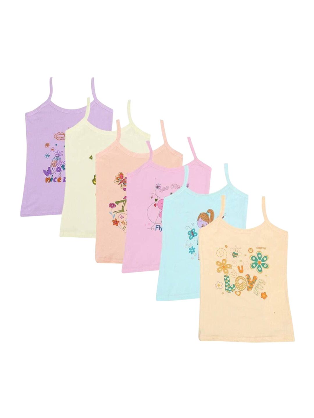 NEW TRINATH HOSIERY Girls Pack Of 6 Printed Camisole-picture-31