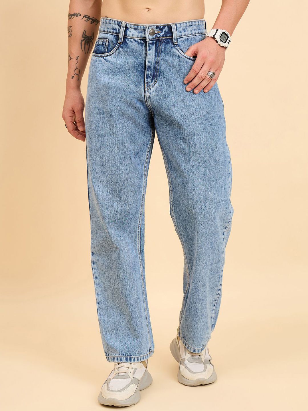 STUDIO NEXX Men Mid-Rise Heavy Fade Baggy Jeans-picture-12