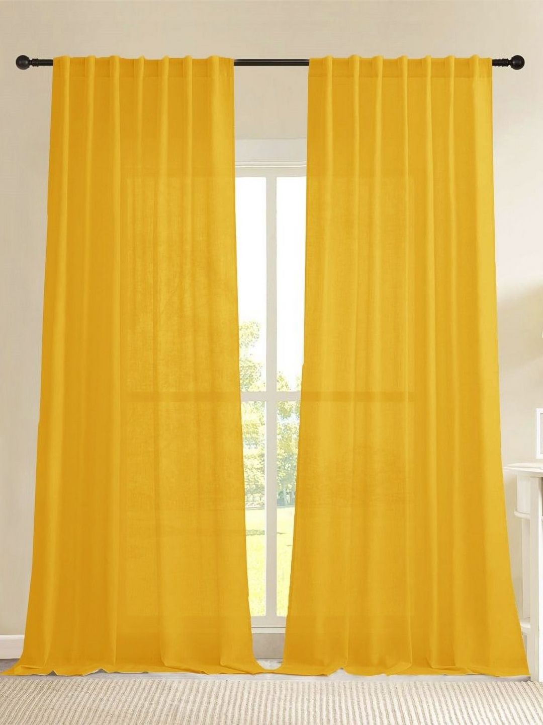 HOMEMONDE Mustard Set of 2 Sheer Door Curtain-picture-33