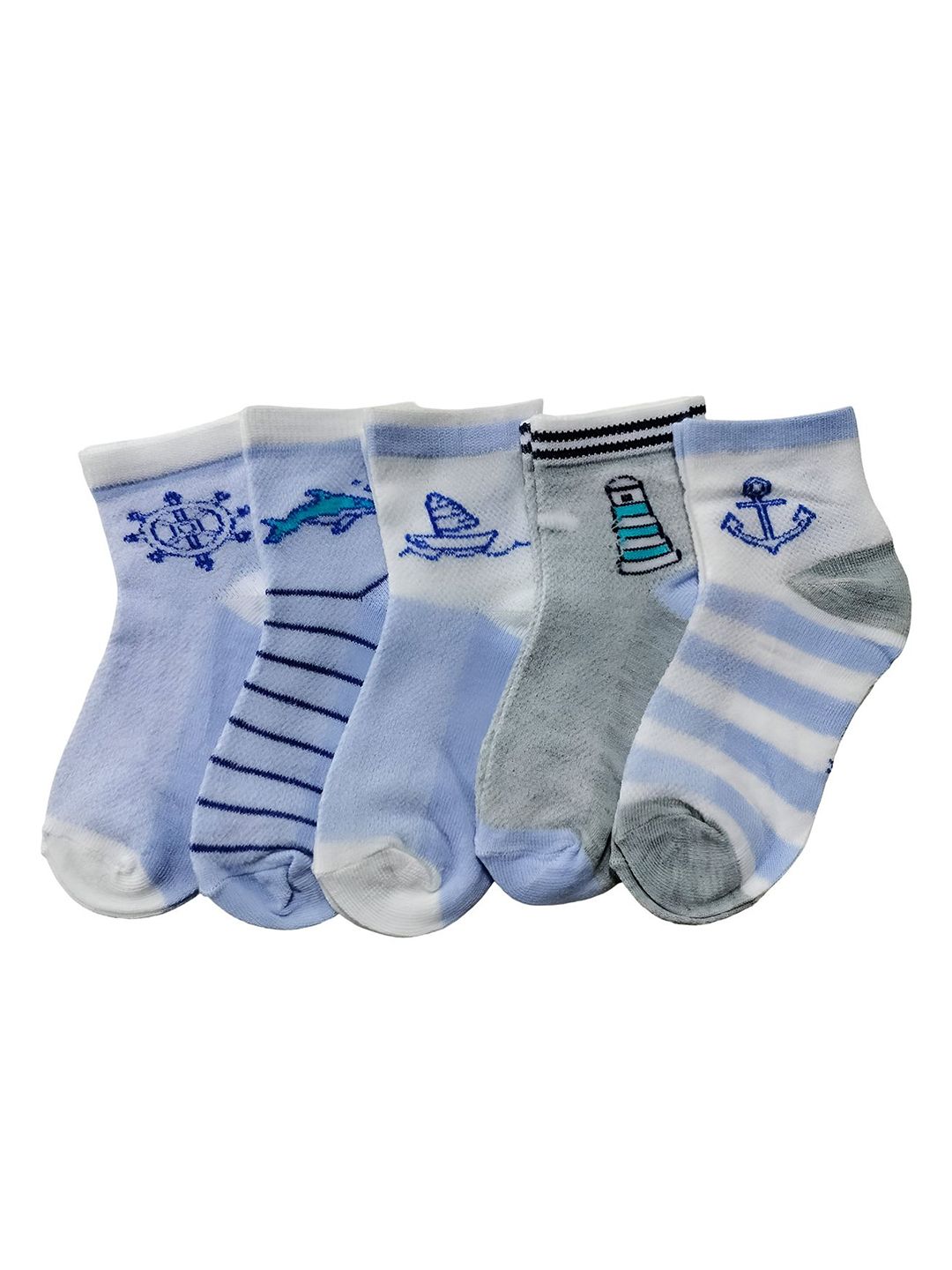 MOMISY Kids Pack Of 5 Printed Anti-Allergenic Ankle-Length Socks-image-27