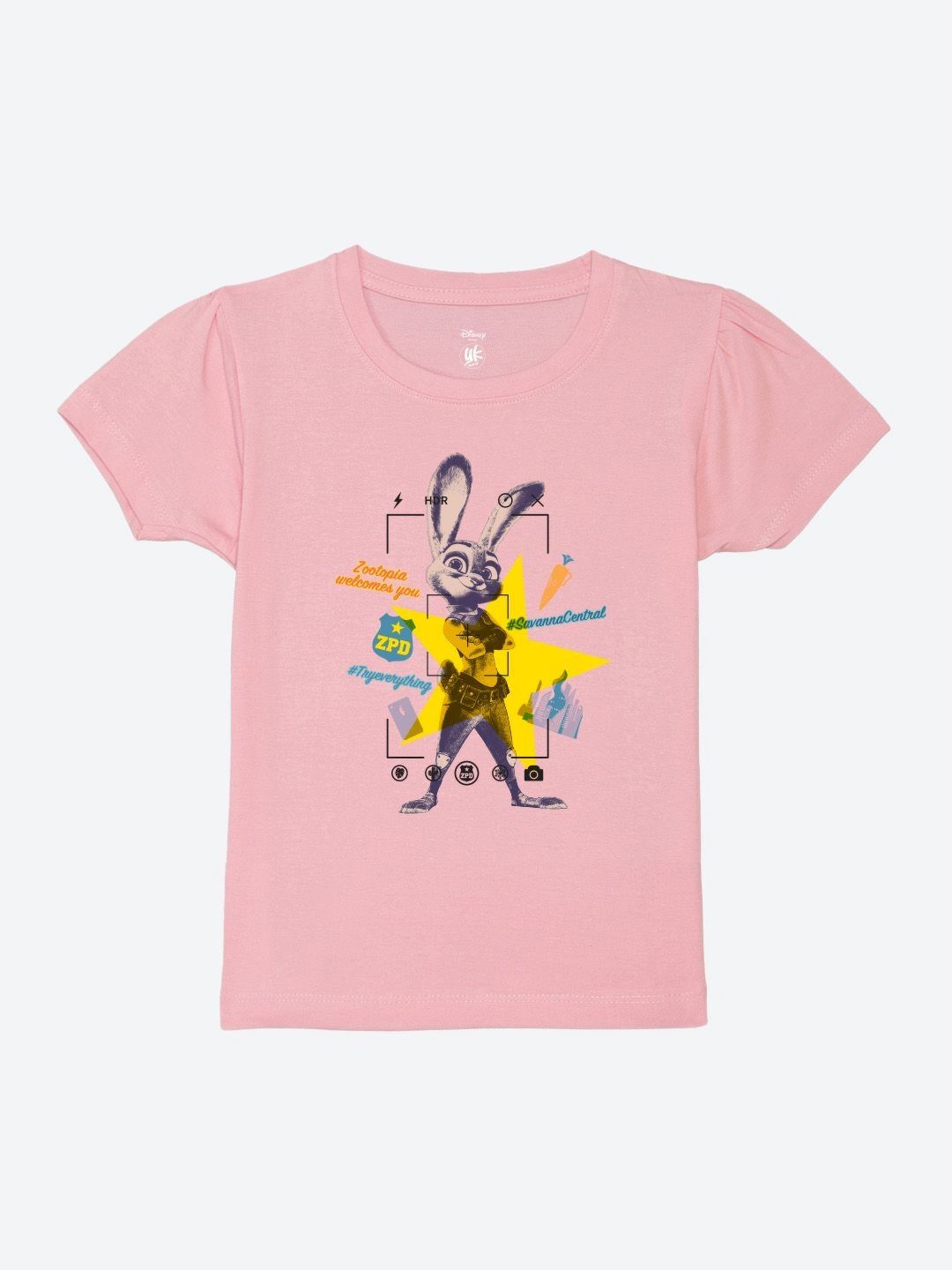YK Disney Girls Graphic Printed Round Neck Cotton T-shirt-picture-39
