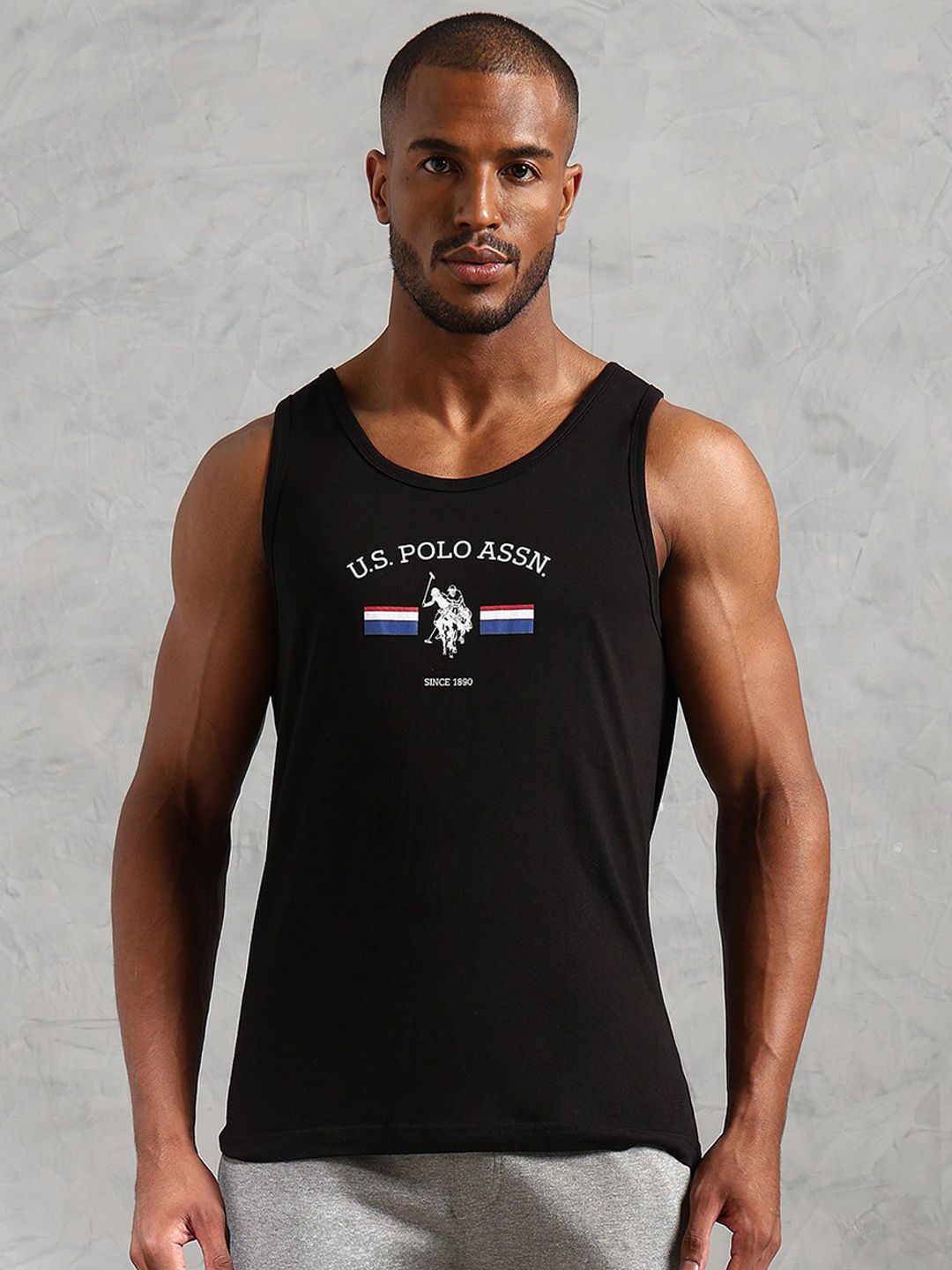 U.S. Polo Assn. Printed Pure Cotton Gym Vest OEV02-Z01-PL