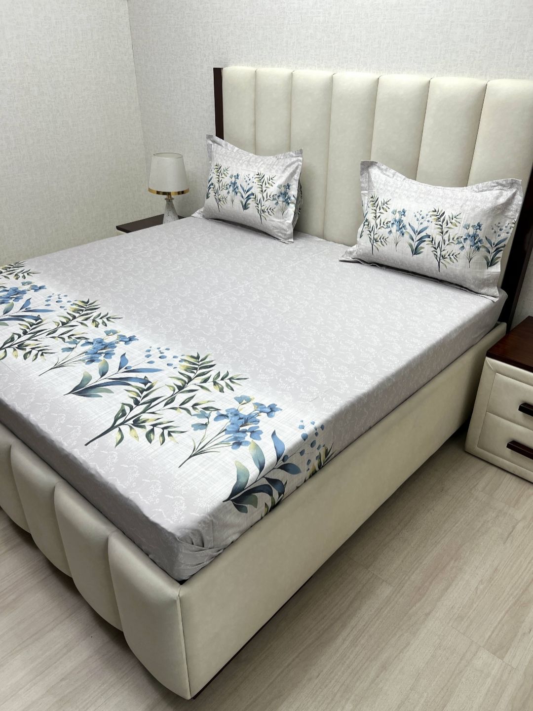 Pure Decor Royal Majestic White Floral Cotton 350 TC Double King Bedsheet Set-2.74mX2.74m-picture-10