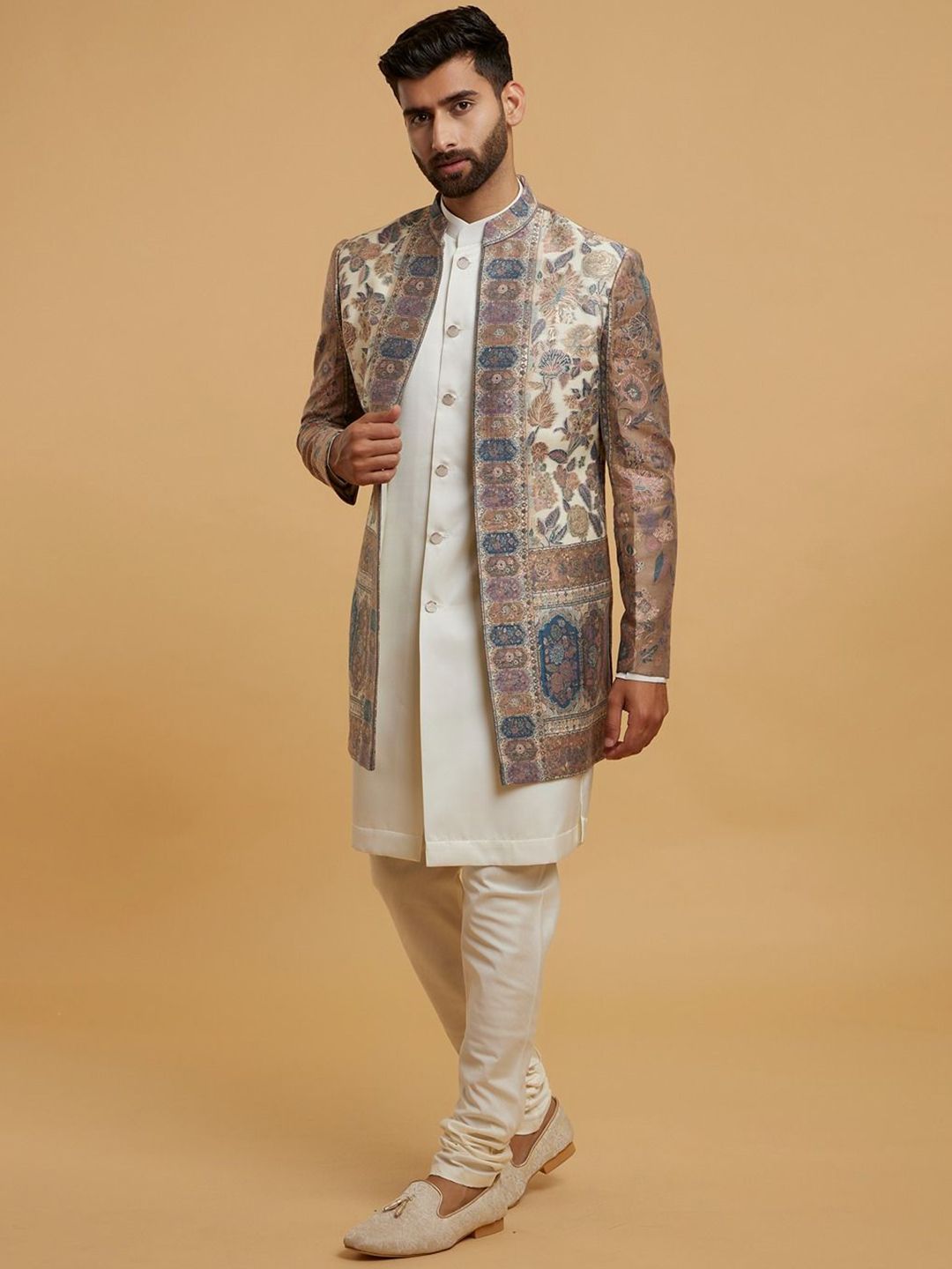 Twamev Self-Designed Mandarin Collar SherwaniSet-image-10