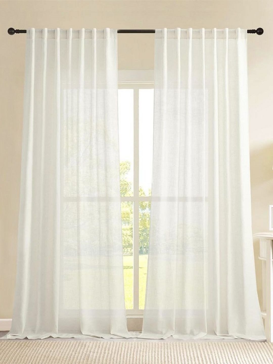 HOMEMONDE White 2 Pieces Sheer Long Door Curtain-picture-1