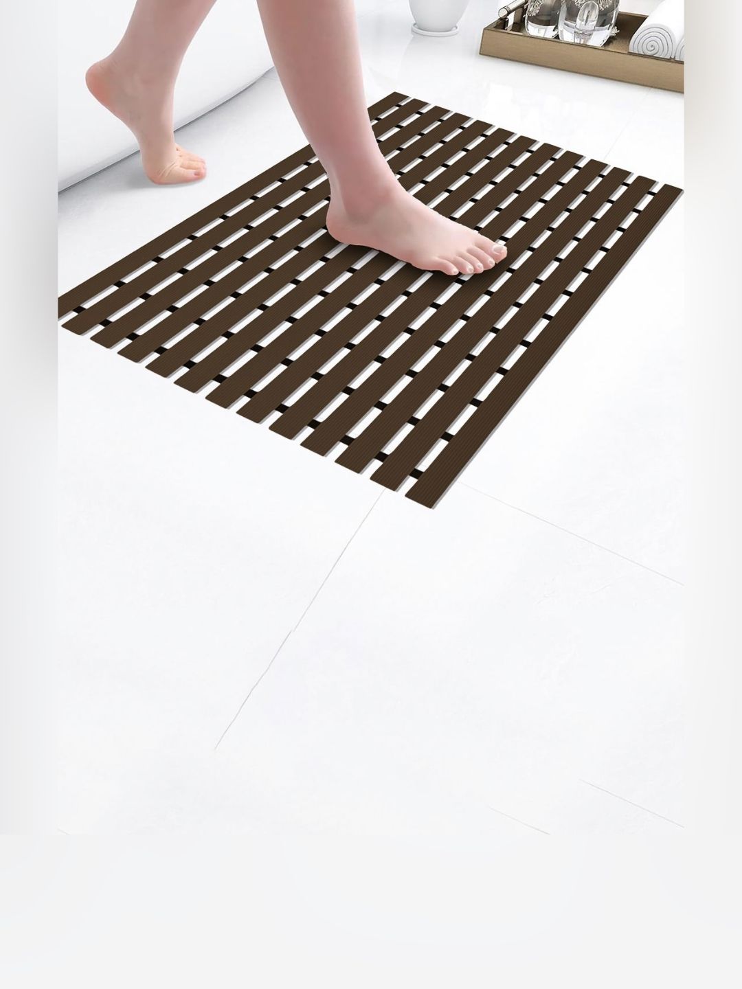 RUBOXA Brown Ant-Skid Bath Rug