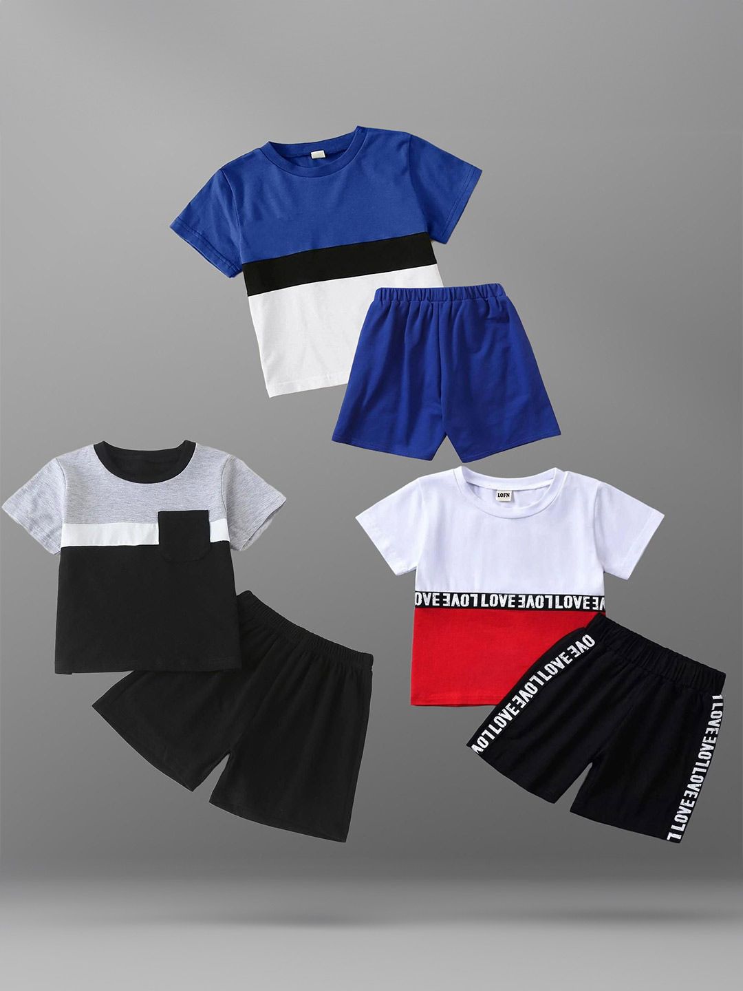 Lofn Unisex Kids Colourblocked T-shirt with Shorts-picture-49