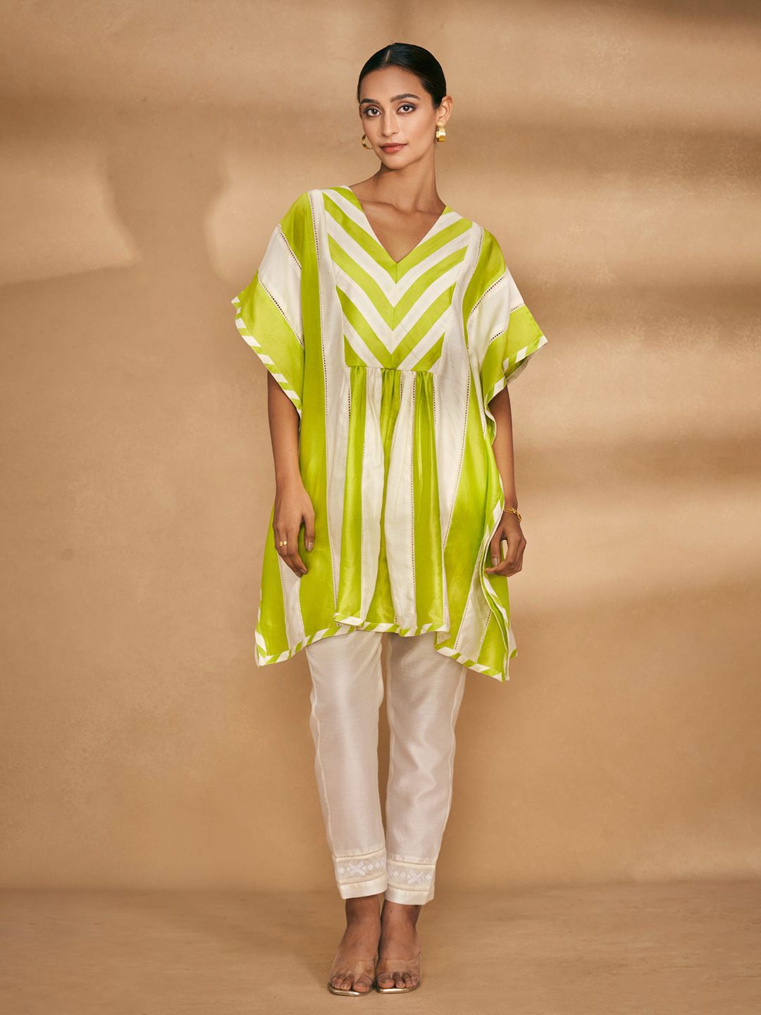 Gulabo by Abu Sandeep Women Colourblocked Kimono Sleeve Kaftan Tunics-picture-44
