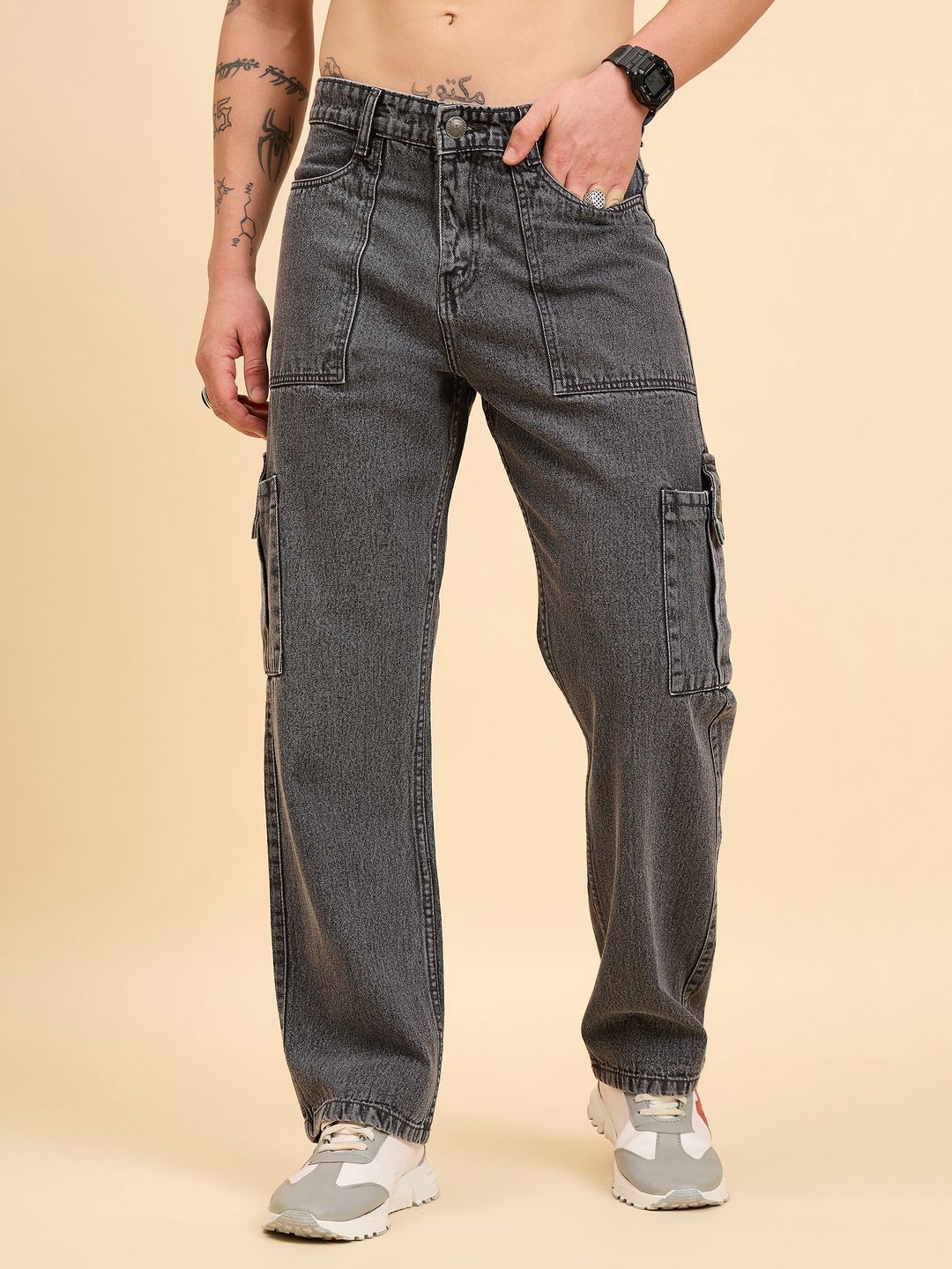 STUDIO NEXX Men Baggy Mid-Rise Heavy Fade Jeans-picture-7