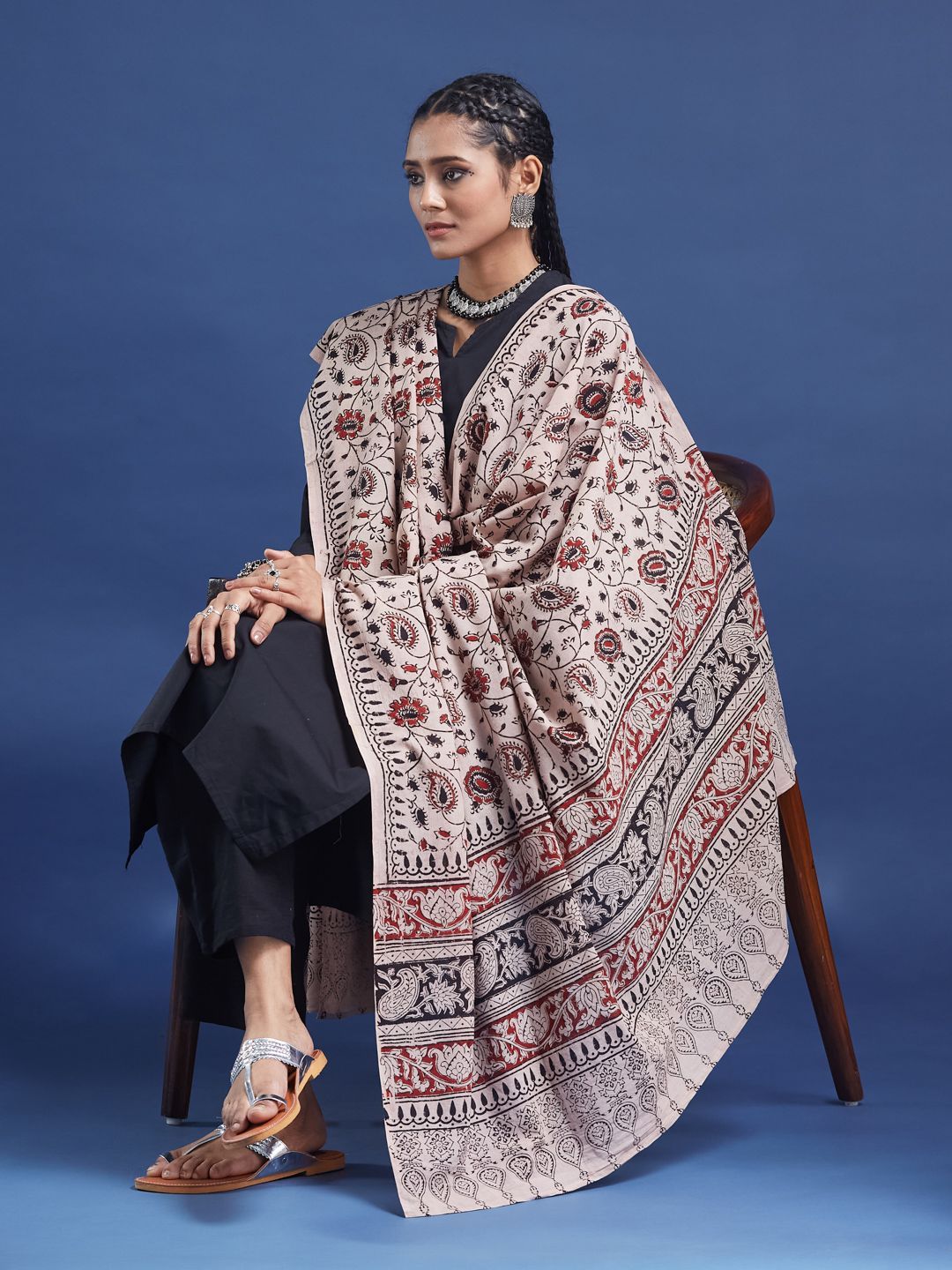 Taavi Kalamkari Printed Pure Cotton Dupatta-picture-22
