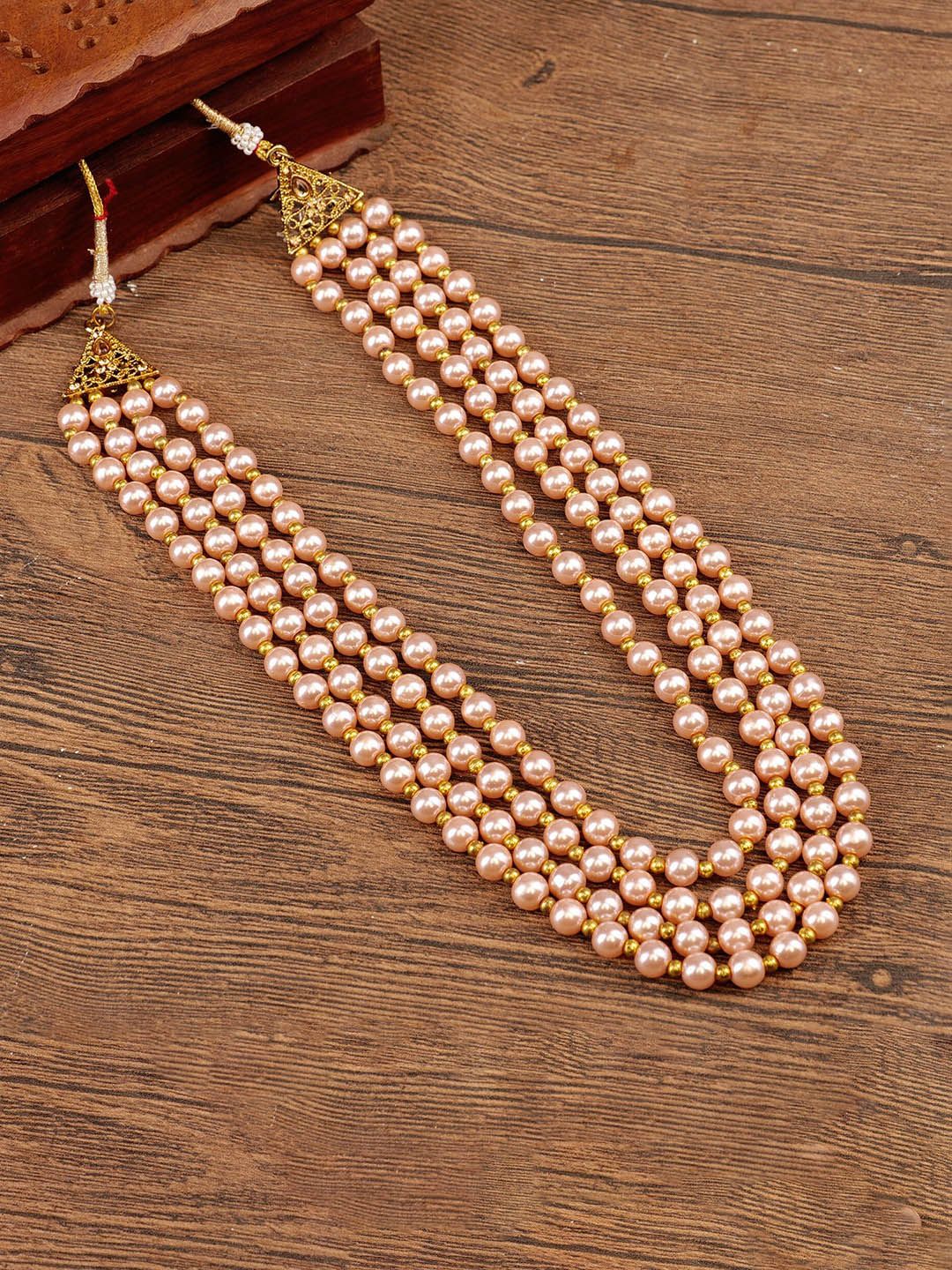 JIYANSHI FASHION Gold-Plated Pearls Beaded Sherwani Mala Necklace-picture-35