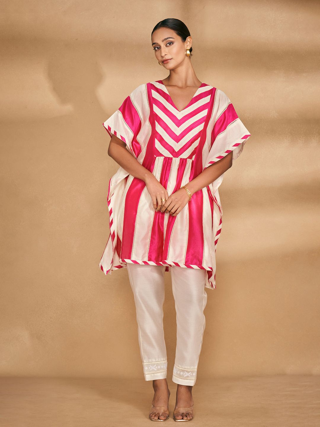 Gulabo by Abu Sandeep Colourblocked Kimono Sleeve Longline Top-picture-37