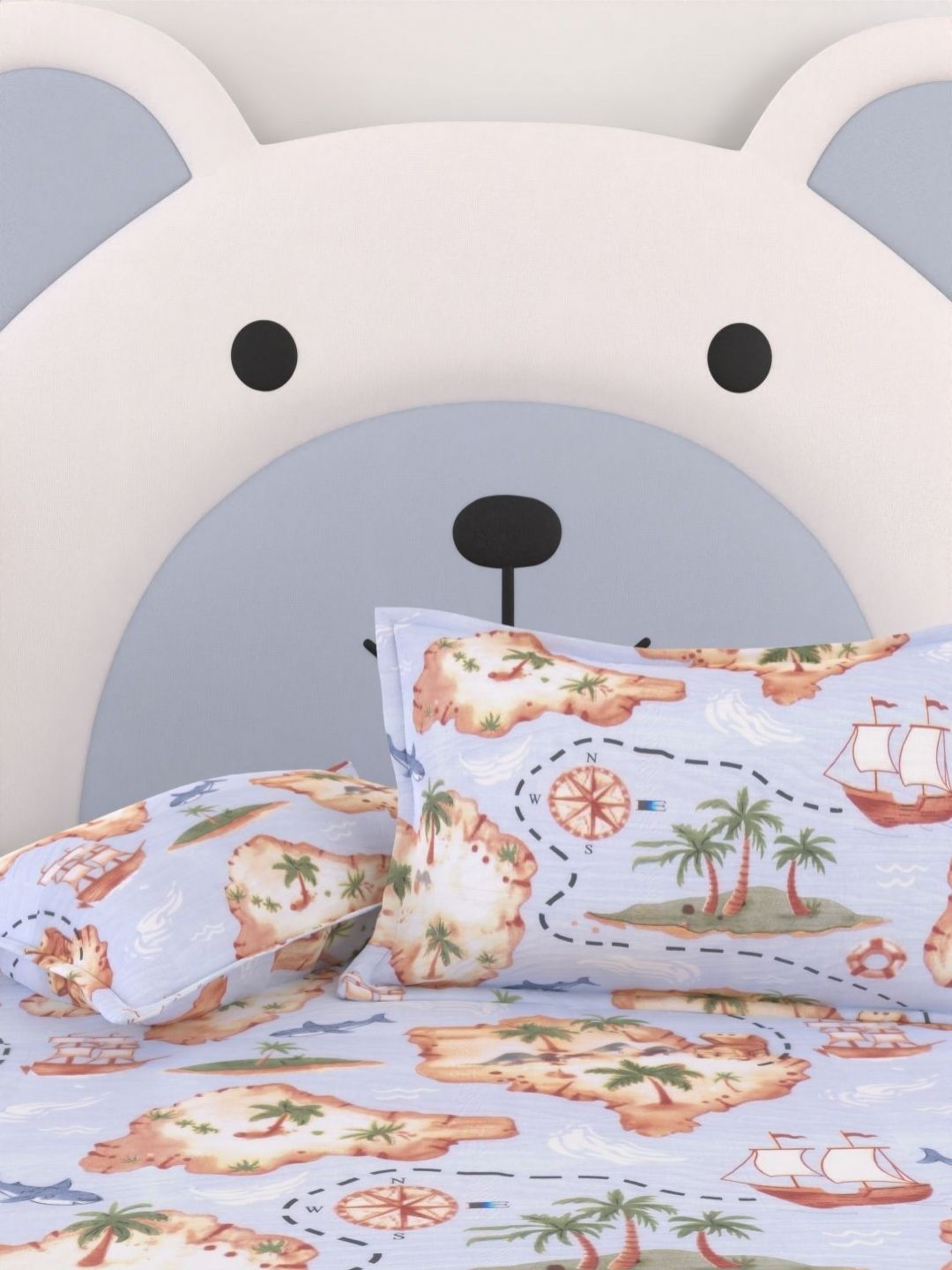 Pure Decor Kids Blue Cartoon Characters Cotton 250TC Double Queen Bedsheet Set-2.28mX2.54m-picture-20