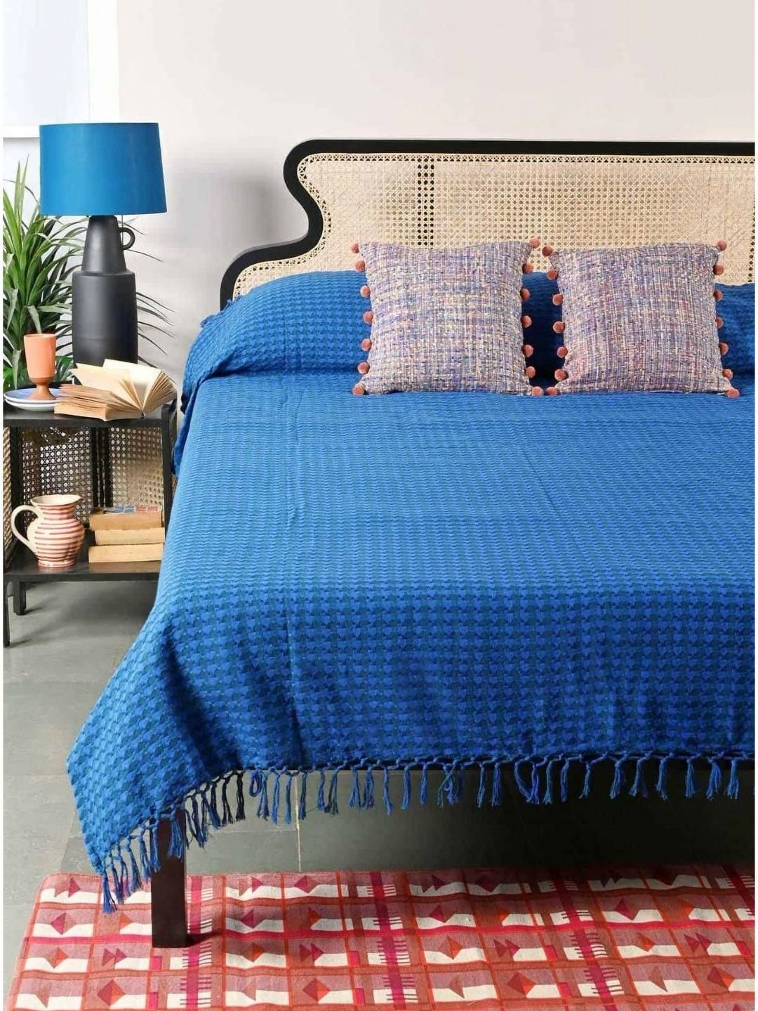 FREEDOM TREE Houndstooth Blue Self-Designed Single Bedcover-picture-35