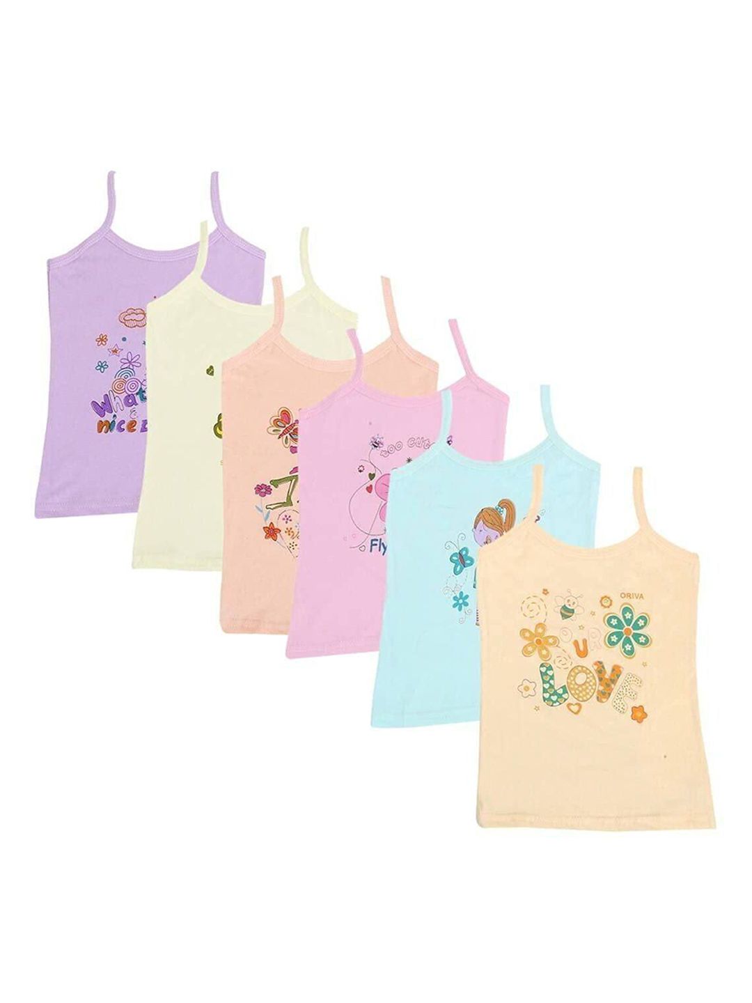 NEW TRINATH HOSIERY Girls Pack Of 6 Printed Camisoles-picture-33
