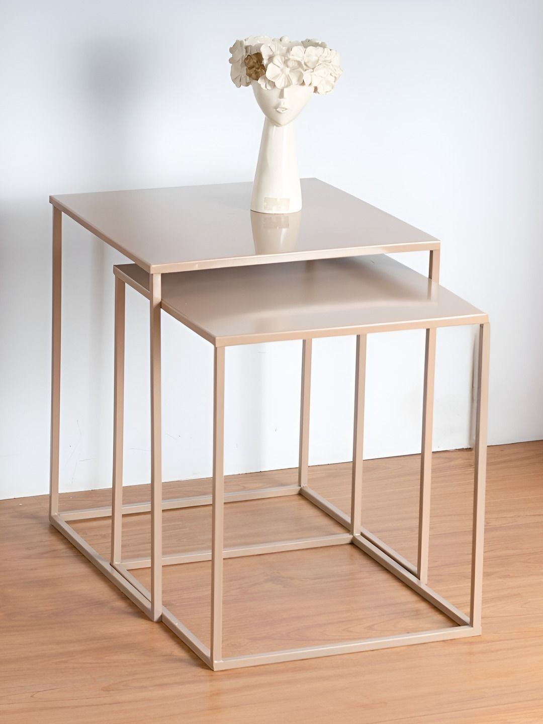THREADVIBE LIVING 2-Pcs Cream-Colored Metal Nesting Tables-image-13