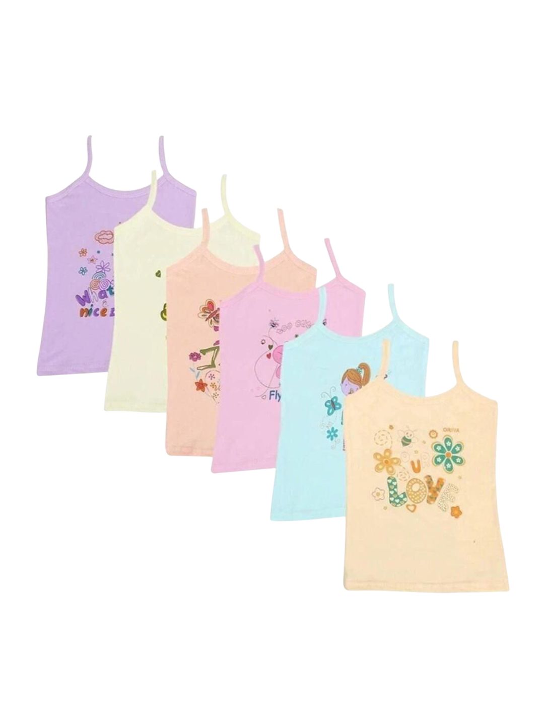 NEW TRINATH HOSIERY Girls Pack Of 6 Printed Cotton Camisole-picture-28
