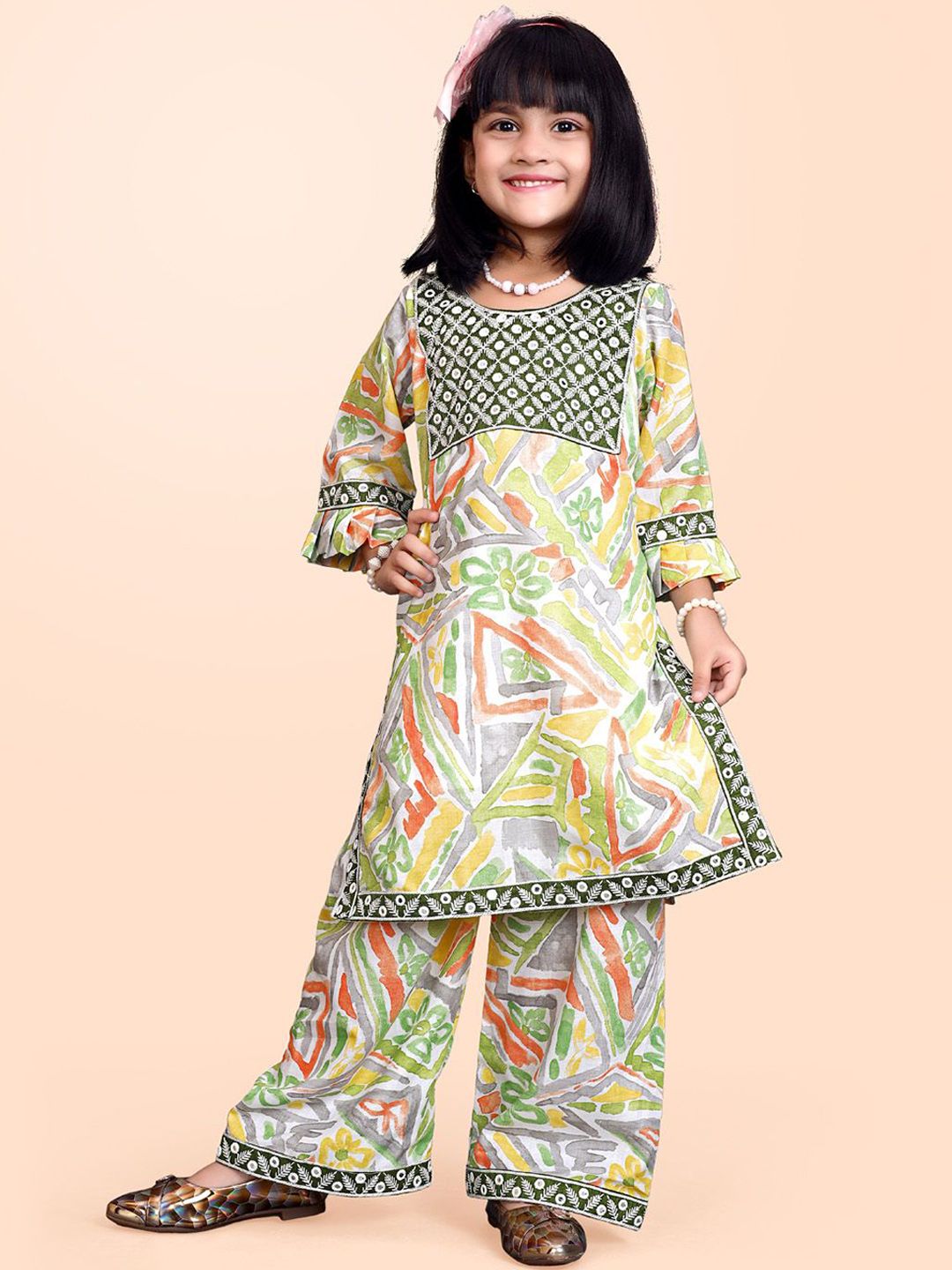 satyamfab Girls Floral Printed Ethnic Kurta with Palazzos-picture-52