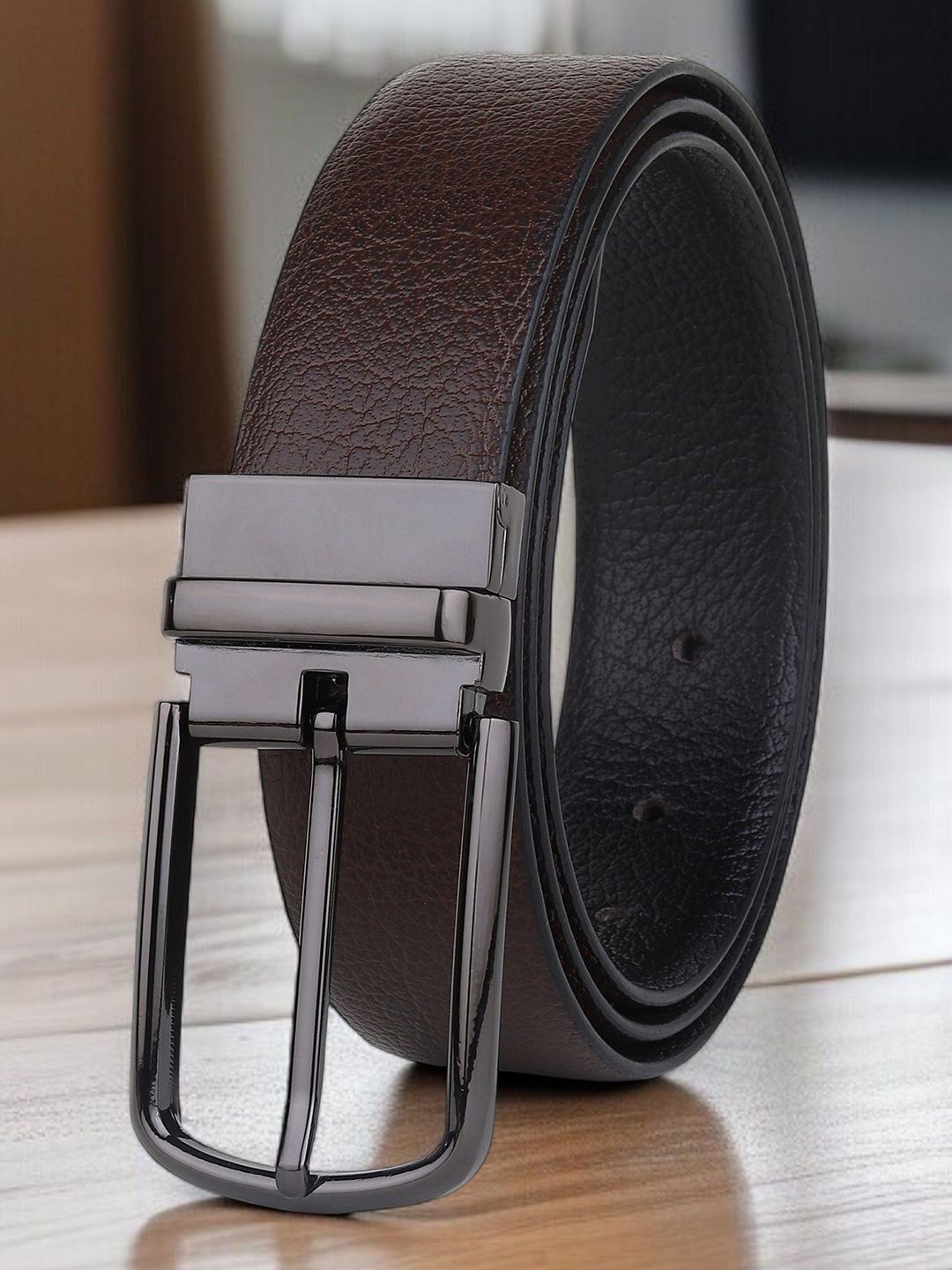 Provogue Men Textured Leather Reversible Formal Belt-picture-10
