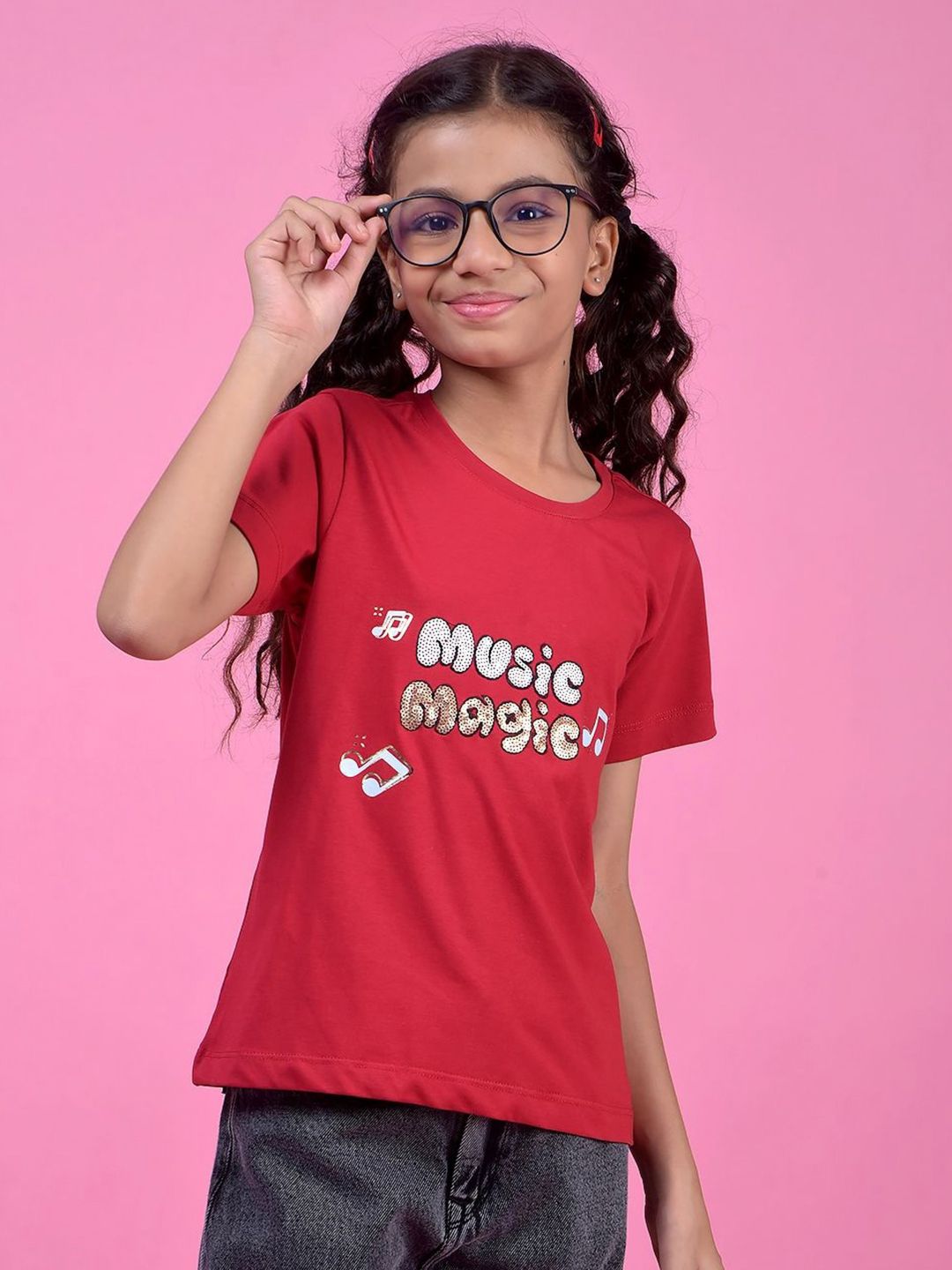 Crimsoune Club Girls Typography Printed Round Neck Slim Fit T-shirt-picture-40