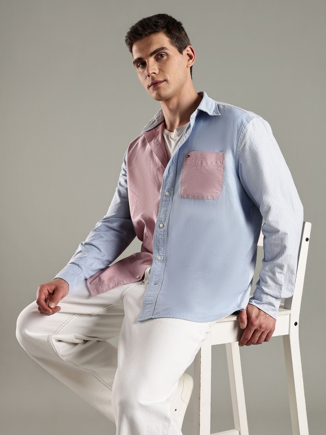 Tommy Hilfiger Europe Relaxed Fit Colourblocked Button-Down Collar Casual Shirt-picture-42