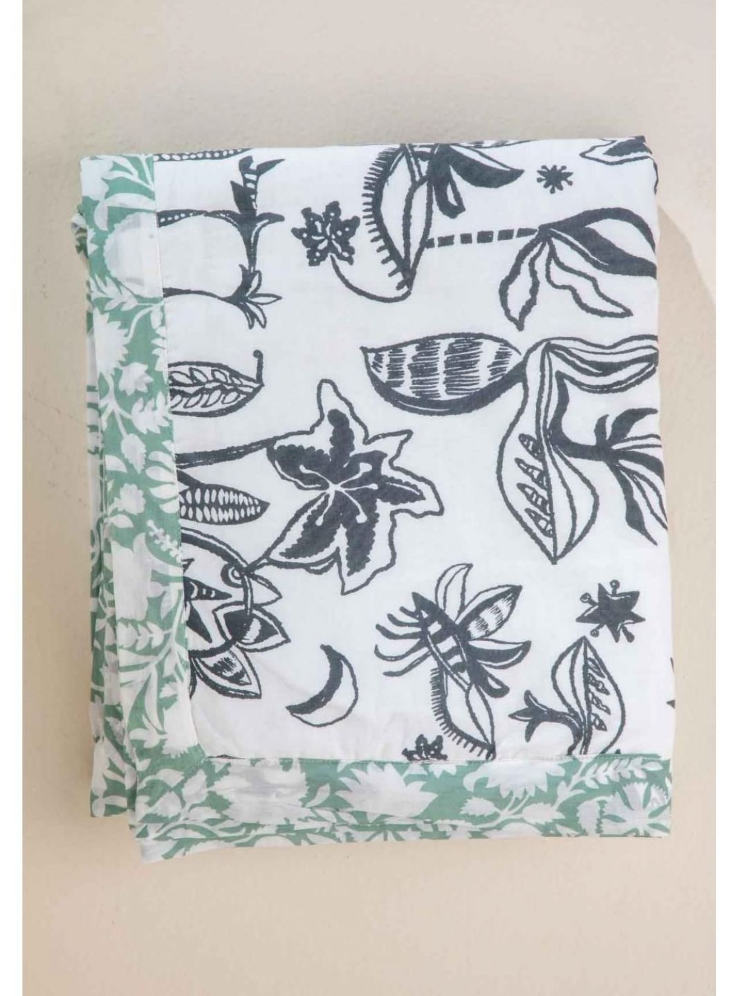 FREEDOM TREE Charcoal & White Floral Printed Cotton AC Room Double Bed Dohar-image-16