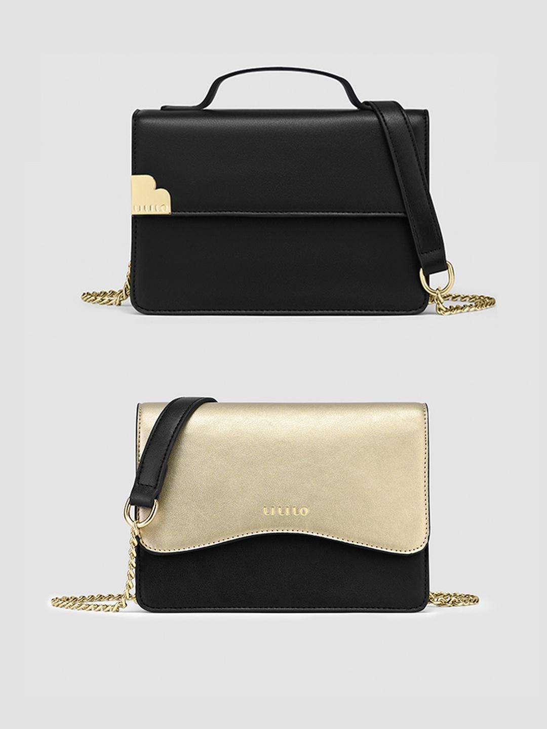 Lililo Pack Of 2 Black & Gold Toned Sling Bags-picture-18