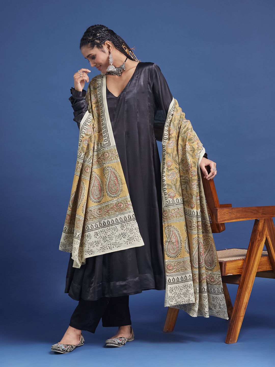 Taavi Kalamkari Printed Pure Cotton Dupatta-picture-30