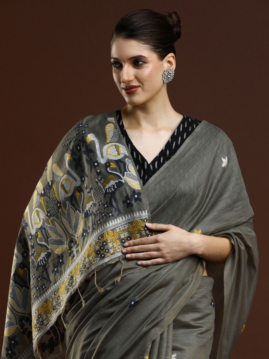 Mitera Floral Printed Muga Saree-picture-33