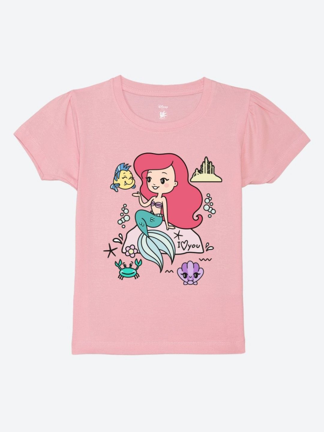 YK Disney Girls Disney Princess Graphic Printed Round Neck Cotton T-shirt-picture-10