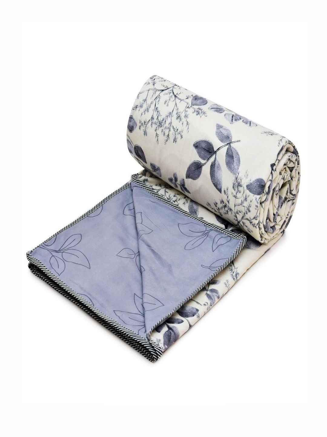 Myntra Elegant Homes White & Grey Floral Microfiber AC Room 150 GSM Double Bed Dohar-picture-22