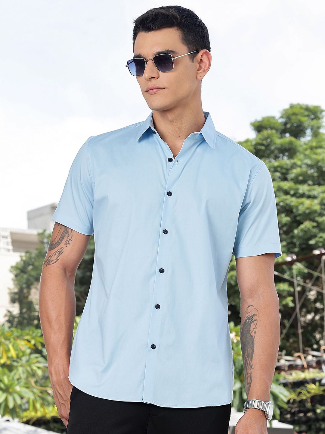 Mast & Harbour Premium Fit Spread Collar Pure Cotton Casual Shirt-picture-40