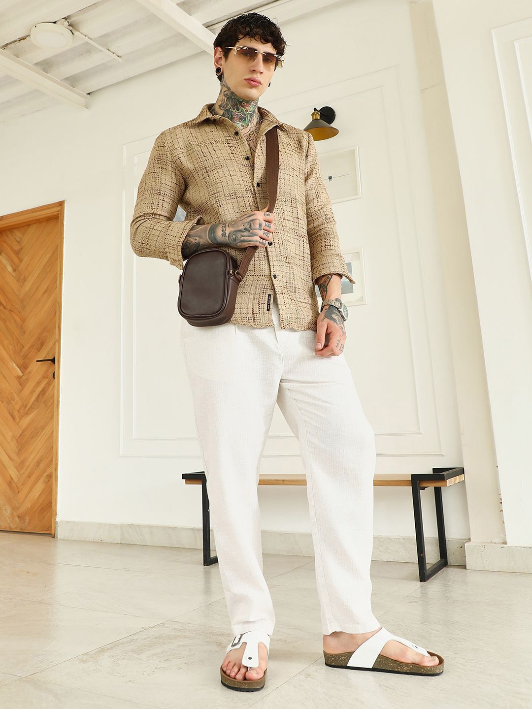 Campus Sutra Comfort Textured Spread Collar Casual Shirt-picture-21