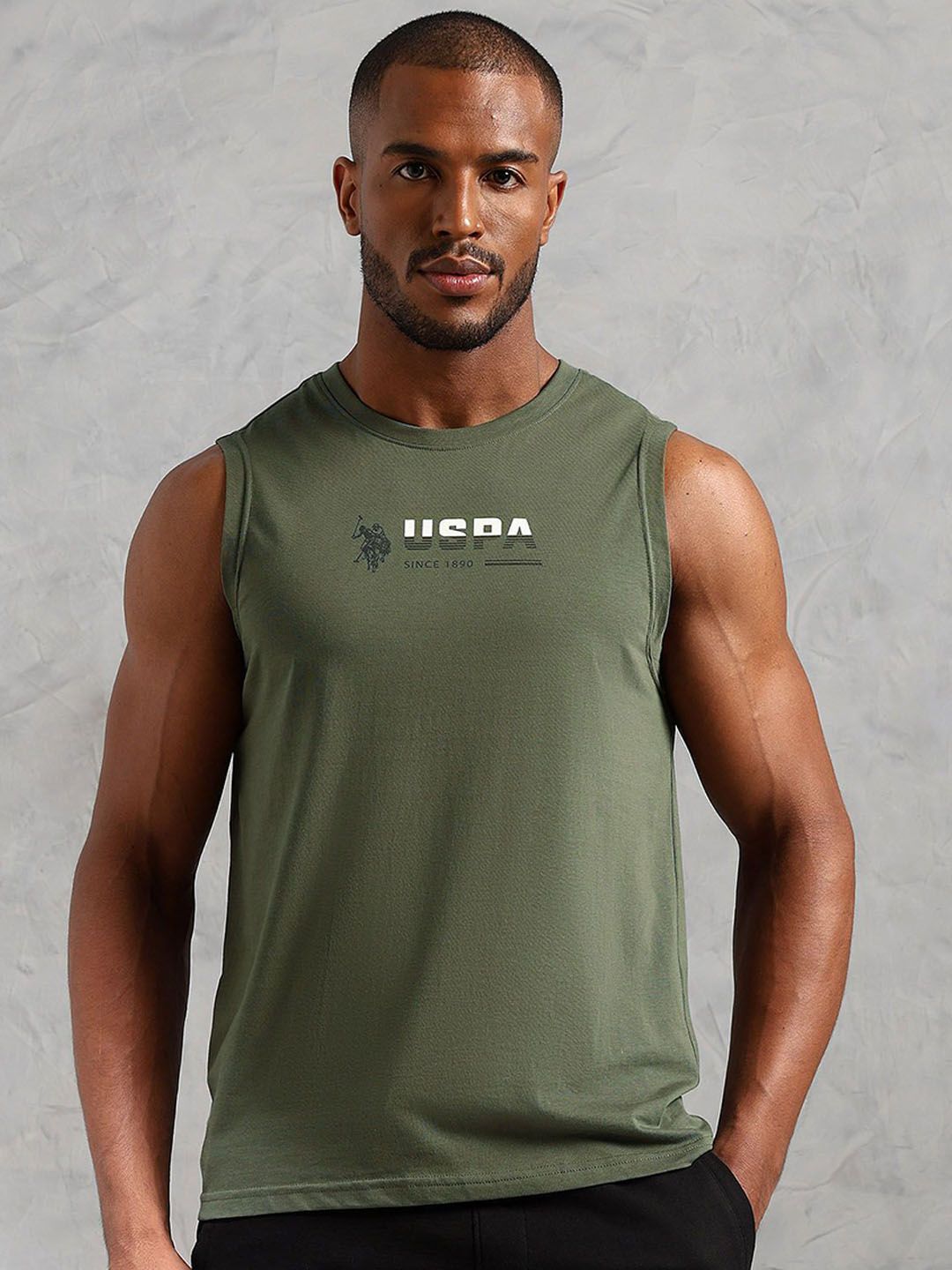 U.S. Polo Assn. Printed Pure Cotton Gym Vest OEV06-179-PL