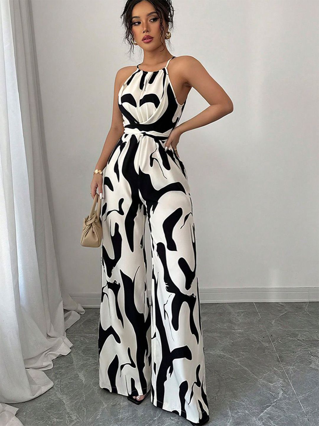 StyleCast Women Abstract Printed Waist Tie-Up Sleeveless Jumpsuit-image-48