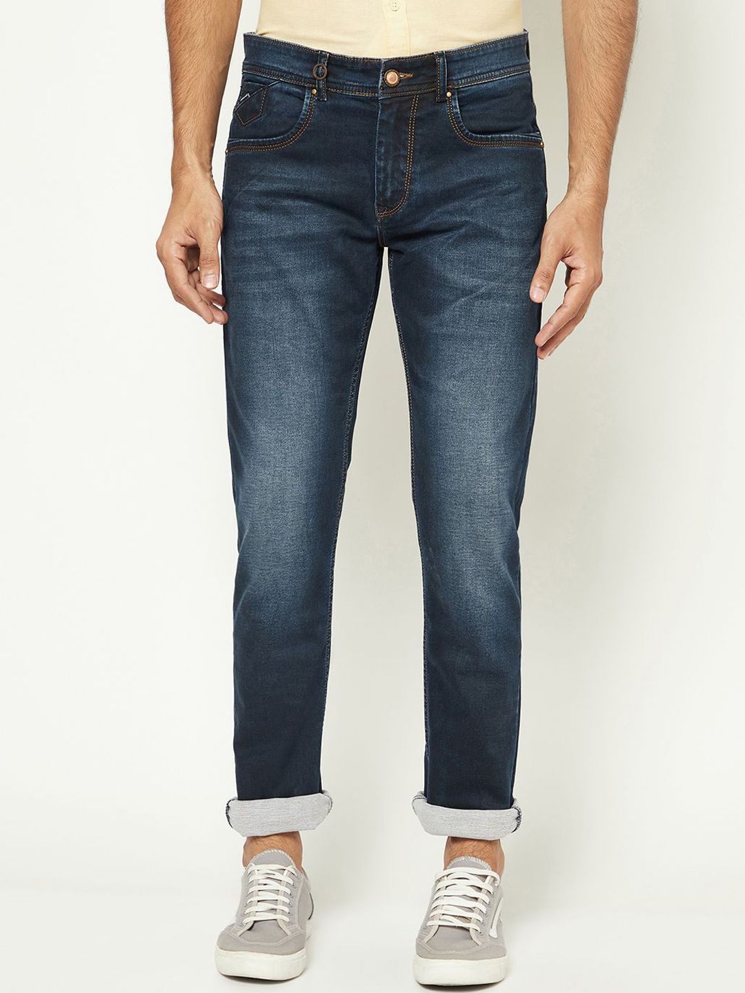 Crimsoune Club Men Slim Fit Mid-Rise Heavy Fade Stretchable Jeans-picture-40