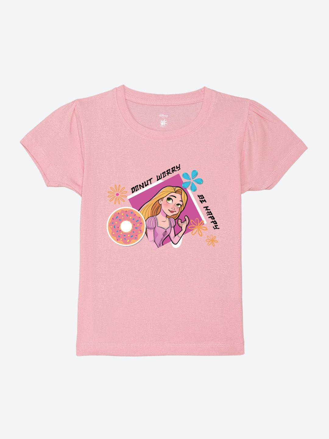 YK Disney Girls Printed Pure Cotton Puff Sleeves Applique Pure Cotton T-shirt-picture-50