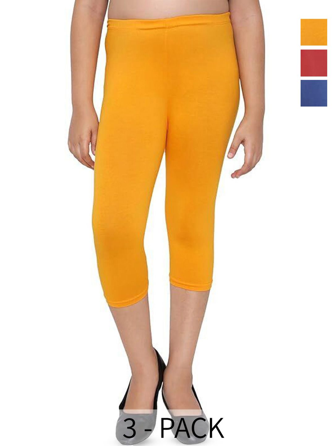 FRENCH KLEIDER Girls Pack of 3 Slim Fit Mid-Rise Capris-picture-12