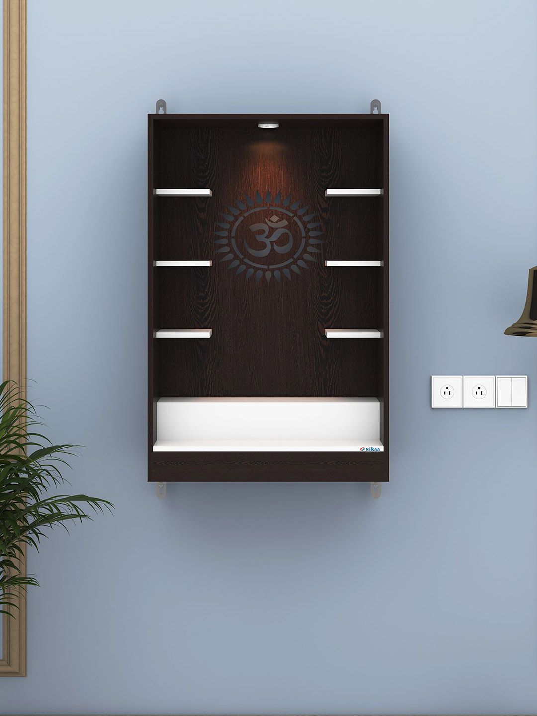 ANIKAA Maroon Wooden Wall Mount Mandir-image-13
