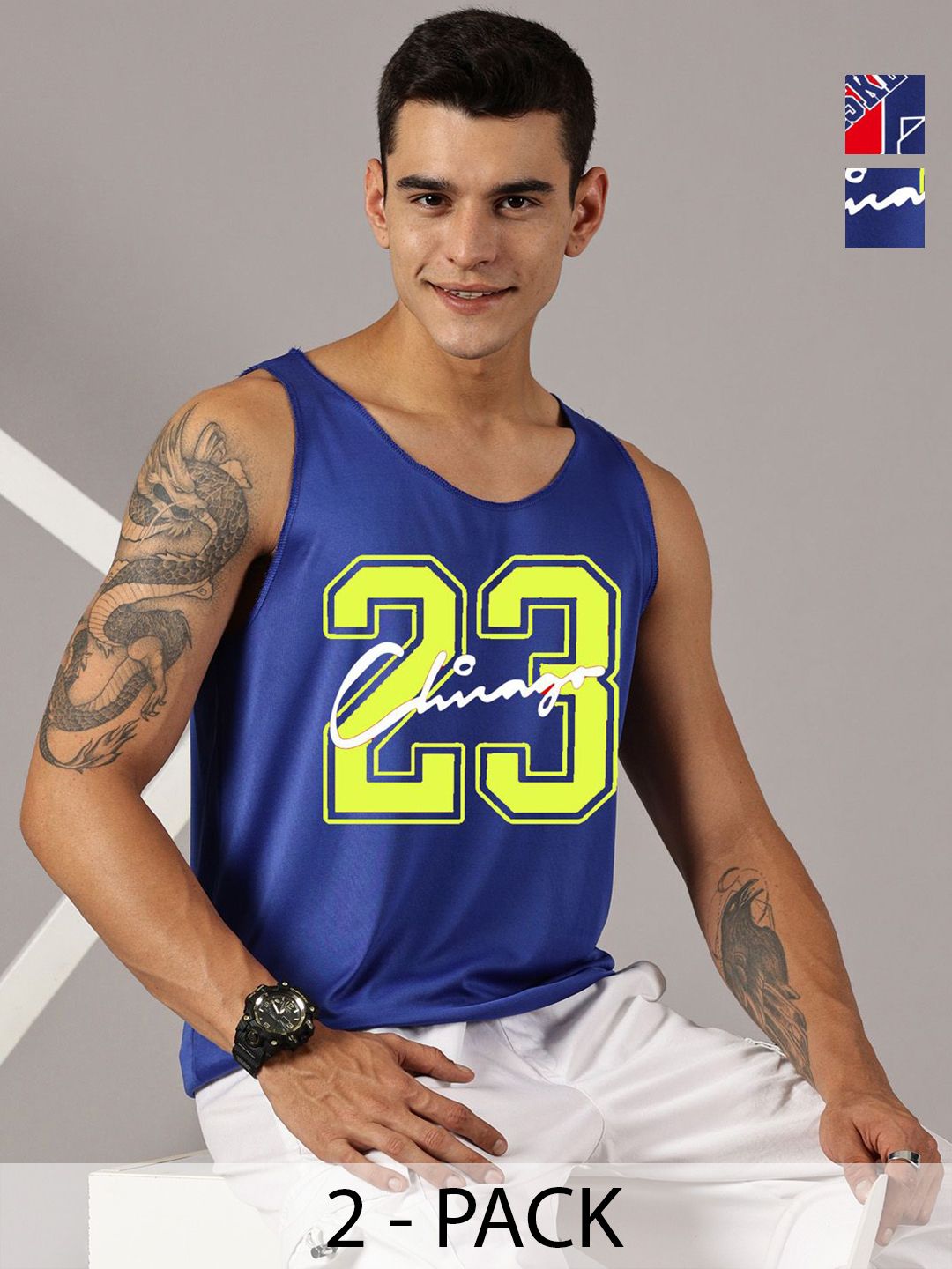 Rodzen Pack Of 2 Typography Printed Round Neck Sleeveless Regular Fit Casual T-shirts-picture-53
