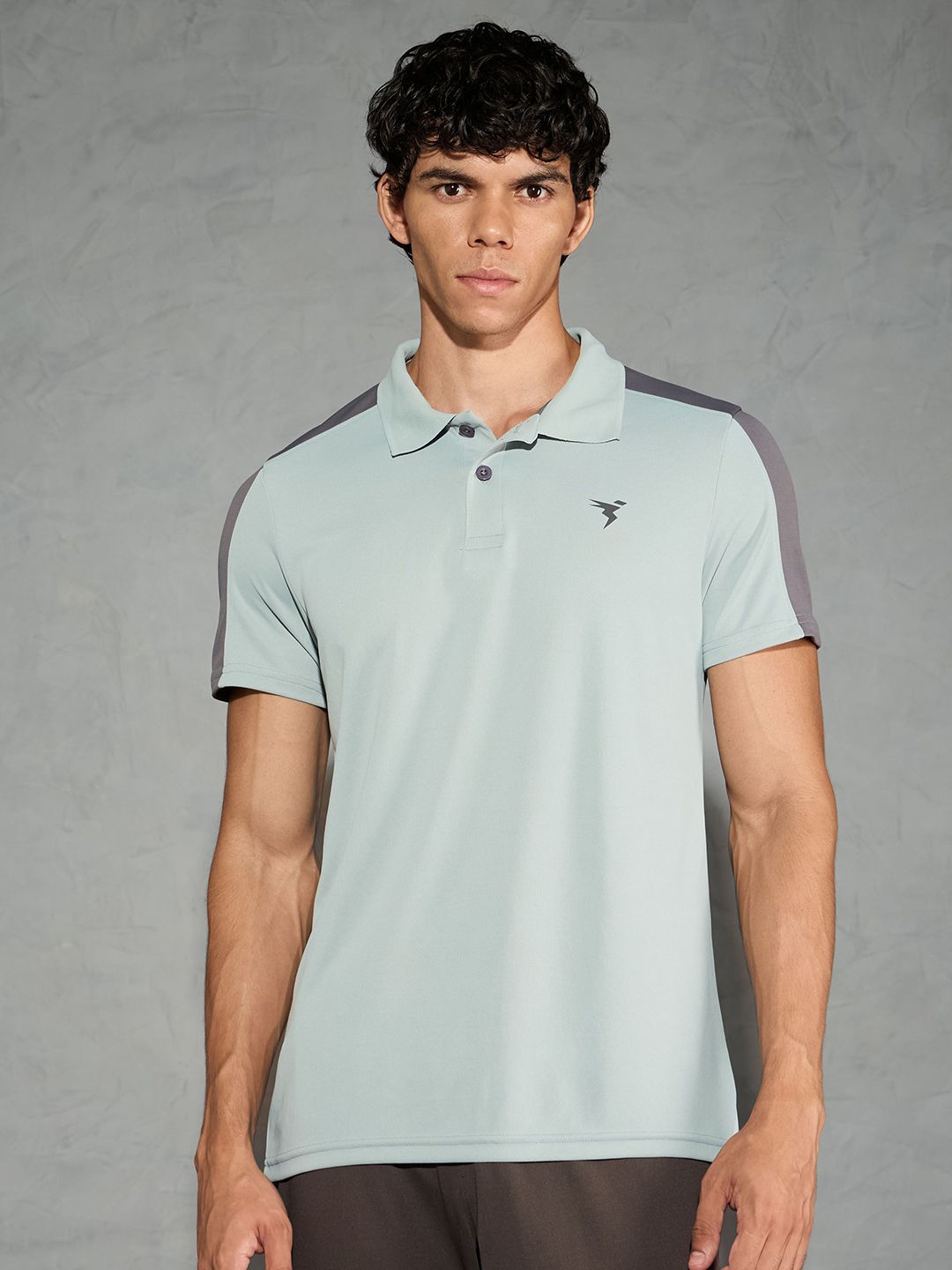 Technosport Colourblocked Polo Collar Antimicrobial Slim Fit T-shirt-image-43