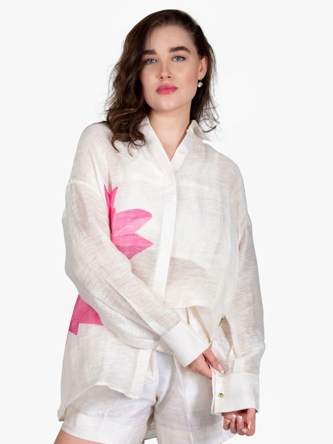 ROOH by SHIVANI Lotus Printed Linen & Silk Set-picture-12