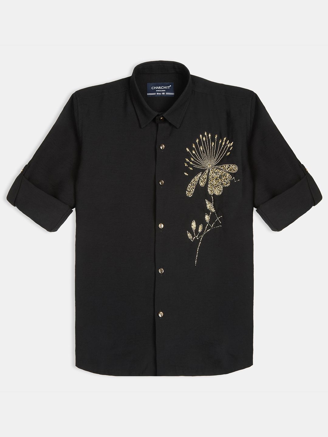 CHARCHIT Boys Comfort Relaxed Fit Solid Spread Collar Cotton Party Shirt-picture-26