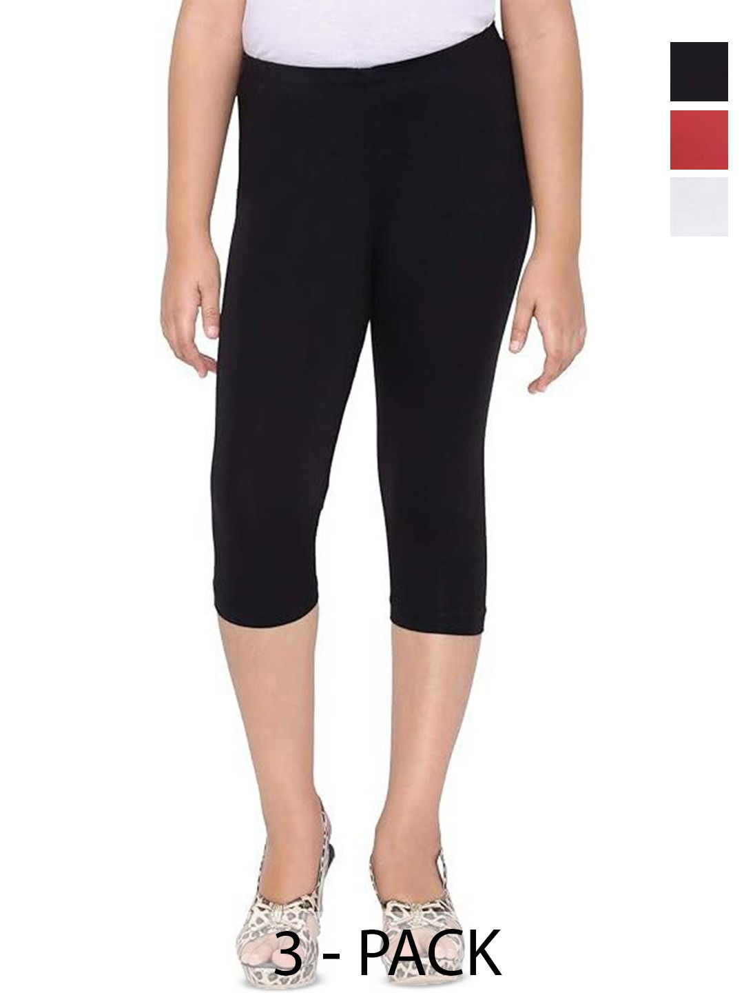 FRENCH KLEIDER Girls Pack of 3 Slim Fit Mid-Rise Capris-image-11