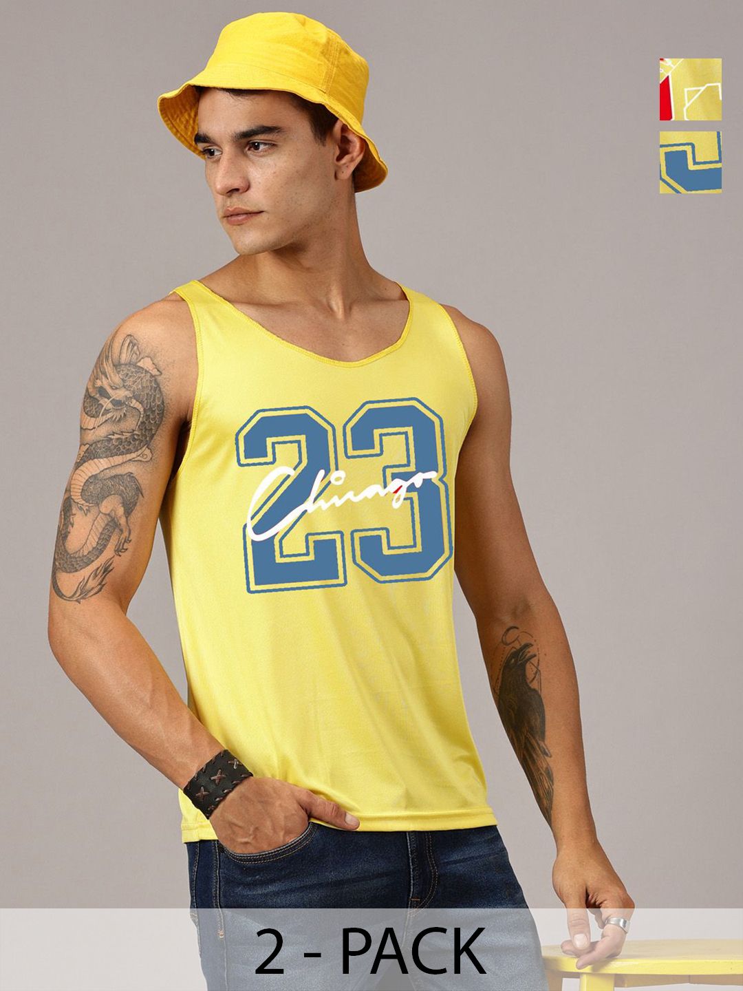 Rodzen Pack Of 2 Printed Round Neck Sleeveless Basic Innerwear Vests-picture-50