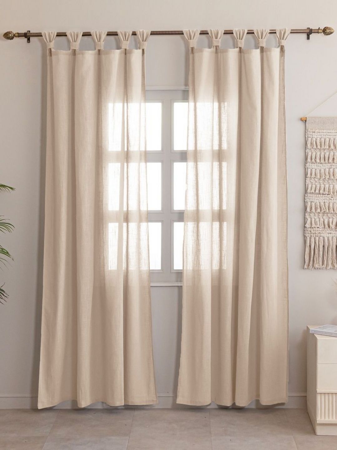 HOMEMONDE Beige Set of 2 Sheer Door Curtain-picture-37