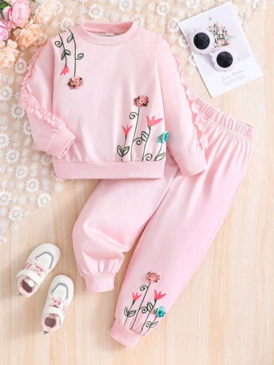 FAHAD CREATIONS Girls T-shirt with Trousers