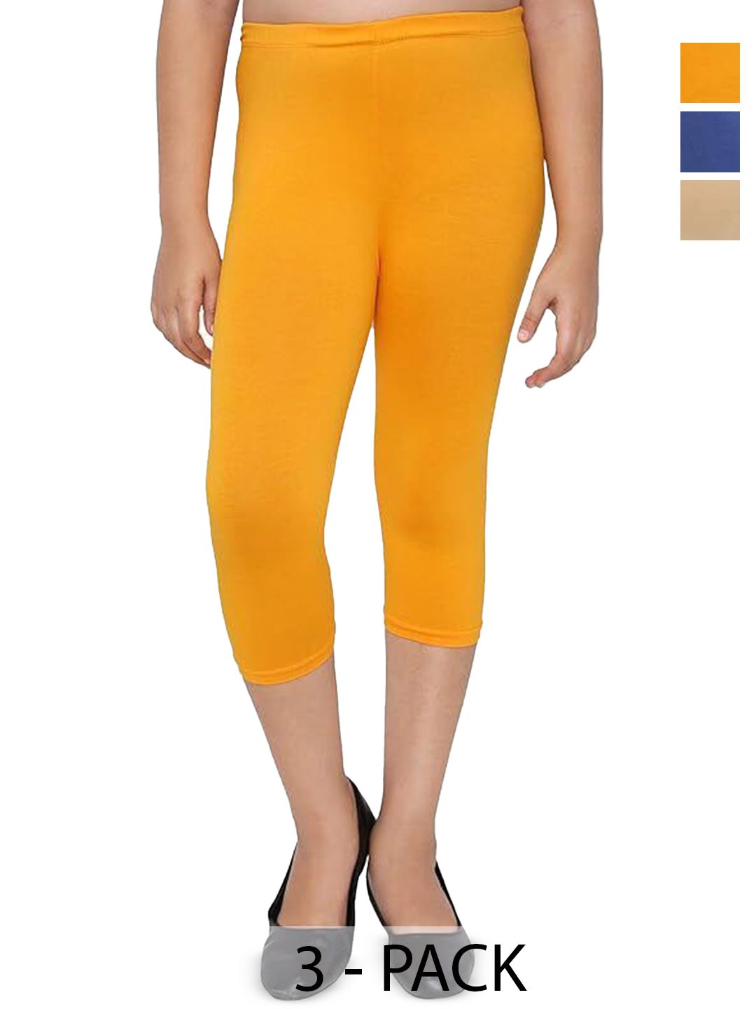 FRENCH KLEIDER Girls Pack of 3 Slim Fit Mid-Rise Capris-picture-13